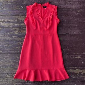 Karl Lagerfeld Paris Pink Sleeveless Mini Dress Ruffle Trim Flounce Crepe 8